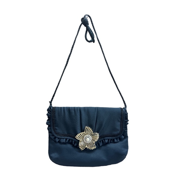 Handbags - Vintage Black And Gold Floral Embellished Clutch